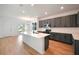 Contemporary kitchen with stainless steel appliances, gray cabinets, a center island with a sink, and bright light at 2354 Broadbrook Dr, St Cloud, FL 34771