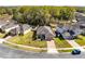 Aerial view of the property showcases its well-manicured lawn and attractive landscaping in a suburban neighborhood at 34626 Salerno Cir, Sorrento, FL 32776
