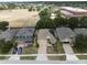Aerial view of residences with solar panels; situated near community park and school at 3823 Ryegrass St, Clermont, FL 34714