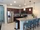 Stylish kitchen with stainless steel appliances, granite countertops, a breakfast bar, and pendant lighting at 6147 Arbor Watch Loop, Orlando, FL 32829