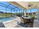 Screened lanai features a pool, hot tub, ceiling fan, and an outdoor seating area at 10732 Petrillo Way, Winter Garden, FL 34787
