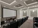 Home theater room featuring reclining leather seating and large screen at 1281 Grand Traverse Pkwy, Reunion, FL 34747