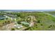 Aerial view of community tennis and basketball courts, walking trails, and picnic area next to the water at 2523 Water Valley Dr, St Cloud, FL 34771