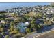 Community aerial view of the pool, parking, recreation courts, landscaping, and homes near the water at 3279 Landing Vw, Tavares, FL 32778