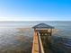 Picturesque dock extending into the lake, featuring a covered seating area for relaxing and enjoying the views at 3279 Landing Vw, Tavares, FL 32778