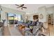 Spacious living room featuring comfortable seating and views of the patio and backyard at 3707 Paradiso Cir, Kissimmee, FL 34746