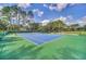 Outdoor tennis court with green and blue surfaces and tall green trees at 6613 Duncaster St, Windermere, FL 34786