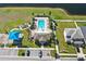 Aerial view of community pool and playground area with lush green surroundings and parking at 2871 Parkfield Rd, St Cloud, FL 34772