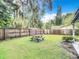 Large backyard with a wooden picnic table, surrounded by a privacy fence and mature trees at 322 And 322 1/2 S Maple Ave, Sanford, FL 32771