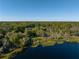Scenic aerial view of the property bordering a tranquil lake, offering privacy and natural beauty from the waterside at 372 Carpenter Ave, Osteen, FL 32764