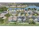 Aerial view of a neighborhood featuring homes with screened pools near a lake and lush greenery at 611 Saddle Ridge Dr, Davenport, FL 33896