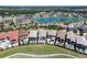 Panoramic aerial view showcasing luxurious homes with pools, set against a backdrop of lush green landscapes and a tranquil lake at 942 Jack Nicklaus Ct, Kissimmee, FL 34747