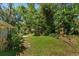 Spacious backyard with lush landscaping and mature trees, offering a private outdoor retreat at 2930 Westgate Dr, Eustis, FL 32726