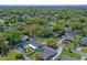 Aerial view of a home with a pool and fenced in yard nestled in a lush, green neighborhood with mature trees at 412 N Boyd St, Winter Garden, FL 34787