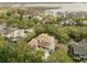 Aerial view of a luxury home surrounded by lush landscaping and overlooking a lake at 6030 Greatwater Dr, Windermere, FL 34786