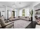 Bright living room with dark wood floors, large windows, and a stylish chandelier at 6030 Greatwater Dr, Windermere, FL 34786