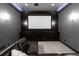 This theater room features custom cabinets, sconces, and comfortable seating at 6030 Greatwater Dr, Windermere, FL 34786