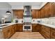 Kitchen showcasing stainless steel appliances, custom cabinets, and stylish finishes at 600 Statenville Ct, Ocoee, FL 34761