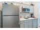 Modern kitchen featuring gray cabinets, stainless steel appliances, and ample counter space at 1399 Lassen St, Haines City, FL 33844