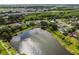Picturesque aerial view of waterfront homes with lush greenery, showcasing the serene lake community at 1484 Patricia St, Kissimmee, FL 34744