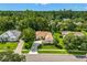 Birds eye view of a landscaped property with lush greenery, mature trees and a horseshoe driveway at 1679 Shadowmoss Cir, Lake Mary, FL 32746