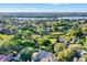 Scenic aerial view of a neighborhood with tree-lined streets near a large lake at 2230 Lake Crescent Ct, Windermere, FL 34786