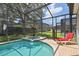 Relax in the private pool and attached hot tub, surrounded by a screened enclosure and brick-paved deck at 2631 Archfeld Blvd, Kissimmee, FL 34747