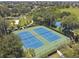 Aerial view of the community tennis courts in a lush setting with palm trees and greenery at 2631 Archfeld Blvd, Kissimmee, FL 34747