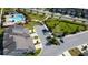 Aerial view showcases the community pool, parking, and common green space at 6024 Soter Ln, Windermere, FL 34786