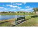 Scenic view of a pond and nearby townhomes, providing a peaceful community setting at 6024 Soter Ln, Windermere, FL 34786