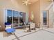 Inviting covered patio with comfortable seating, perfect for relaxation, complemented by a ceiling fan at 631 Tuscan Hills Blvd, Davenport, FL 33897