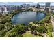 Beautiful aerial view of Lake Eola, with the Orlando skyline and lush park visible at 101 S Eola Dr # 910, Orlando, FL 32801