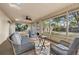 Cozy sunroom featuring skylights, ceiling fan, and views of the fenced backyard at 1061 Radford Dr, Deltona, FL 32738