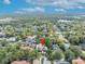 Aerial view showing location of property in a lush neighborhood with lake views at 1630 Lasbury Ave, Winter Park, FL 32789