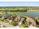 Scenic aerial view of homes bordering a lake and golf course, showcasing a vibrant and active community at 1810 Trophy Bass Way, Kissimmee, FL 34746