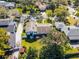 A beautiful aerial view of a single Gathering home on a manicured lot with mature trees and landscaping at 2424 Shrewsbury Rd, Orlando, FL 32803