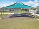 An aerial view shows a shaded picnic table with lush green grass at 297 Citrus Isle Loop, Davenport, FL 33837