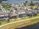 Community with multiple homes featuring screened-in pools overlooking a lake at 5647 Barletta Dr, St Cloud, FL 34771