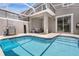 Backyard view of the screened-in pool with an outdoor seating area and grill, great for entertaining at 1106 Kingsbarn St, Davenport, FL 33896