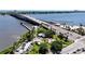 Aerial view showcasing the bridge and community gardens near the water at 134 Roberta Rd, Ormond Beach, FL 32176