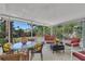 The covered patio features an outdoor seating area with comfortable cushions at 134 Roberta Rd, Ormond Beach, FL 32176
