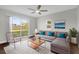 Cozy living room with a large sliding glass door to the backyard, maximizing space and light at 4127 Sanseviera Ln, Orlando, FL 32822