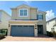 Two-story home with a brick driveway and an attached two-car garage at 7417 Marker Ave, Kissimmee, FL 34747