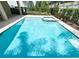 Backyard pool with attached spa and tanning ledge, surrounded by lush tropical landscaping and greenery at 7417 Marker Ave, Kissimmee, FL 34747