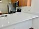 Modern kitchen countertop features white countertop and stainless steel appliances at 12863 Holdenbury Ln, Windermere, FL 34786