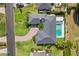 Striking aerial view of the house showcasing a private pool, and ample green space, with patio area, and beautiful surroundings at 2527 Mohawk Trl, Maitland, FL 32751
