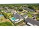 Expansive aerial view of the property showcasing its well-maintained yard, sparkling pool, and charming outdoor entertaining area at 2527 Mohawk Trl, Maitland, FL 32751