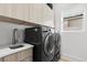 Efficient laundry room with modern washer and dryer units, sink, and ample storage at 3322 Helen Ave, Orlando, FL 32804