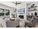 Bright and open living room featuring hardwood floors and a modern fireplace at 3322 Helen Ave, Orlando, FL 32804