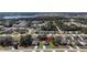 An aerial view showcases the home's location in a quiet neighborhood with a large lake nearby, offering serene living at 355 Gardenia Ct, Kissimmee, FL 34759